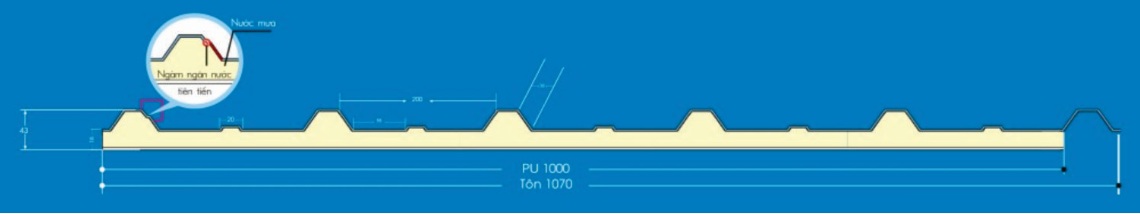 Tôn Cách Nhiệt, Tôn Xốp, Tôn PU, Tôn Chống Nóng - 6 Sóng Tôn Cách Nhiệt, Tôn Xốp, Tôn PU, Tôn Chống Nóng - 6 Sóng