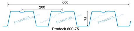 Tấm sàn deck sóng cao 75mm khổ 600mm Tấm sàn deck sóng cao 75mm khổ 600mm
